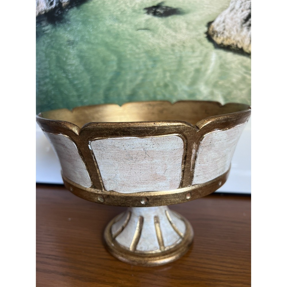 Vintage Florentine Terra Cotta Pedestal Bowl 1960's Italian Hollywood Regency